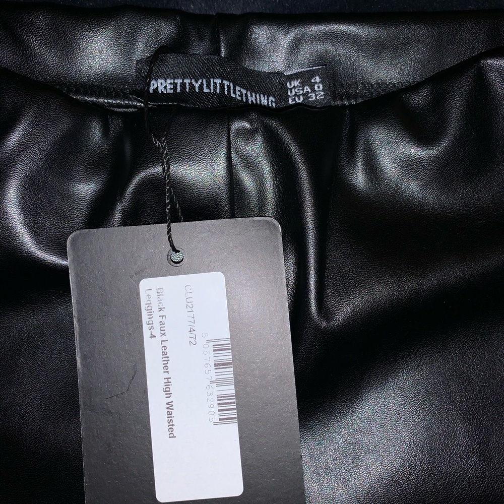NWT PrettyLittleThing Black Faux Leather Leggings